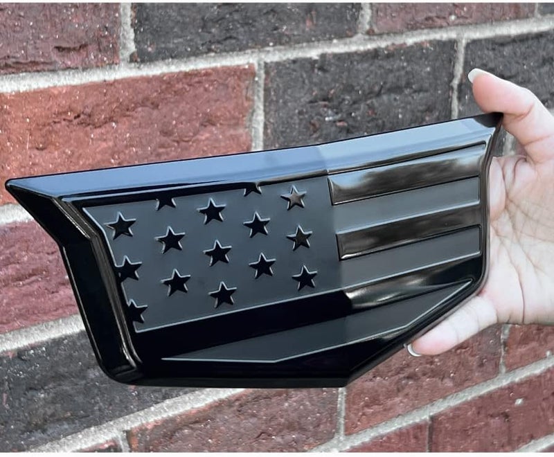 eVerHITCH American Black Flag Aluminum Overlay Grill Front Taigate Emblems Set for Escalade 2015-2020 - Image 2